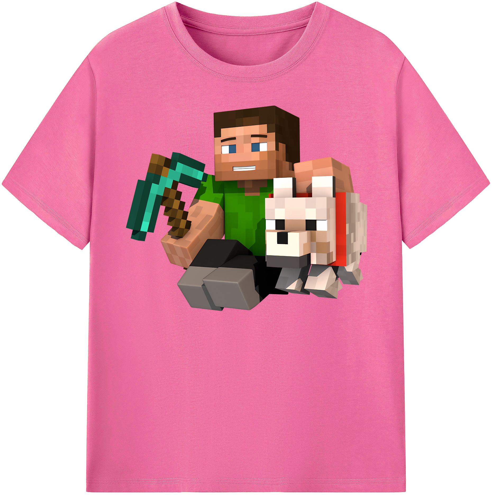 （画像用） マインクラフト ブロックの世界 Minecraft MC Block world レディースカジュアルプリントTシャツ（綿100％）